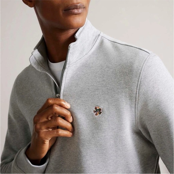 Ted Baker Light Gray Zip-Up Sweater - Picture 5 of 12